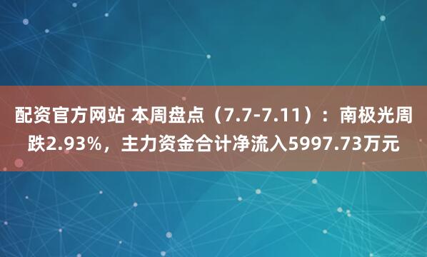 配资官方网站 本周盘点（7.7-7.11）：南极光周跌2.93%，主力资金合计净流入5997.73万元